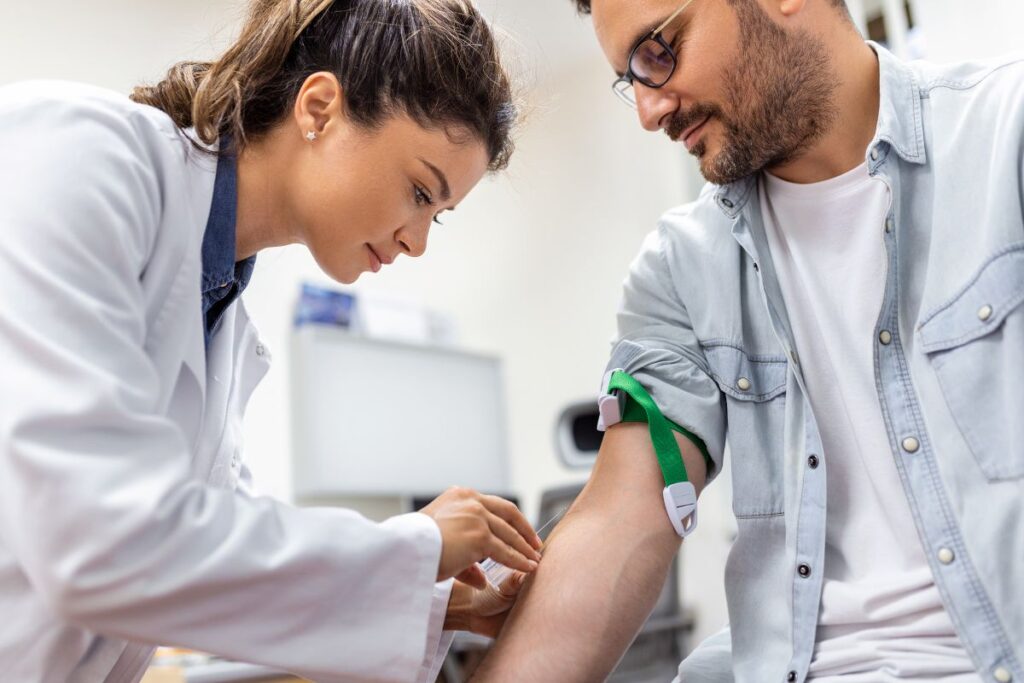 coleta de exam de sangue em jejum